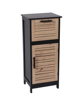 Έπιπλο Mdf/Βελανιδιά με 1 Συρτάρι και 1 Ντουλάπι σειρά 8885 Μαύρο Καφέ (30x60x70cm) (Image 1)