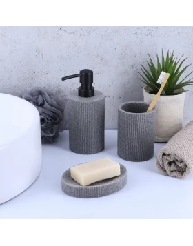Σετ 3 Αξεσουάρ Μπάνιου polyresin σειρά 6372-6394-6395 Γκρι Ματ (Image 1)