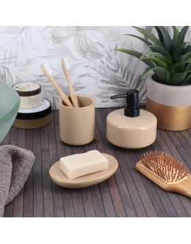 Σετ 3 Αξεσουάρ Μπάνιου Stoneware σειρά 6385-6398-6399 Μπεζ  (Image 1)