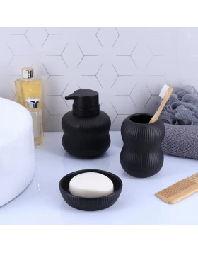 Σετ 3 Αξεσουάρ Μπάνιου Stoneware σειρά 6381-6400-6401 Μαύρο  (Image 1)