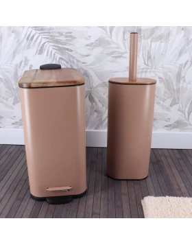 Σετ Χαρτοδοχείο Soft Close 5Lt & Πιγκάλ σειρά 1990 Καραμελί με Ξύλινο Καπάκι (Image 1)