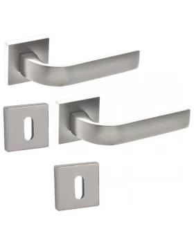 Πόμολα πόρτας (Ζεύγος) Χειρολαβή με Ροζέτα c2085-S05 Ματ Νίκελ (Image 1)