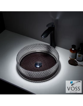 Νιπτήρας Επικαθήμενος Voss Ring-D 522-VB1040-400 Μαύρο Γυαλί (Φ.36cm) (Image 1)