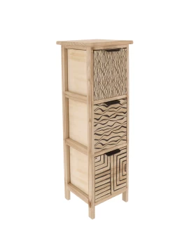 Έπιπλο mdf με 3 συρτάρια σειρά 9709 Φυσικό Ξύλο (25x25x77cm) (Image 1)