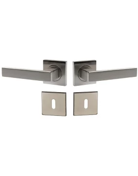 Πόμολα Πόρτας (Ζεύγος) χειρολαβές με ροζέτα 3220 Ματ Νίκελ (Image 1)