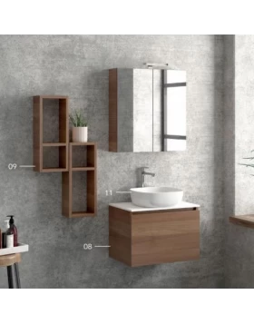 Έπιπλο με 1 Συρτάρι Premium Line Rich Wood & White Solid Surface (60x40cm) (Image 1)