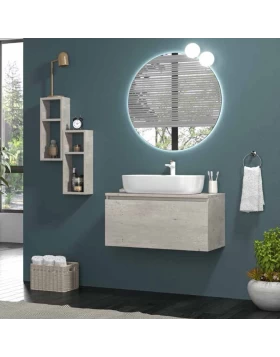 Έπιπλο με 1 Συρτάρι Premium Line Grey Wood & Grey Surface (80x40cm) (Image 1)