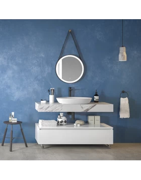 Έπιπλο Premium White με 1 Συρτάρι & Marmo White Επιφάνεια (120x45cm) (Image 1)