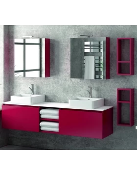 Έπιπλο με 2 Ράφια & 2 Συρτάρια Rosso & Top Solid White Surface (175x45cm) (Image 1)