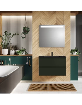 Έπιπλο με 2 Συρτάρια & Μαύρο Corian Νιπτήρα σε Matt Black (60x47cm) (Image 1)