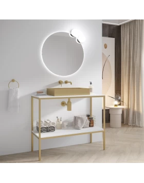 Βάση για Νιπτήρα Inox Oro Opaco με Λευκή Ματ Επιφάνεια Solid Surface (100x46cm) (Image 1)