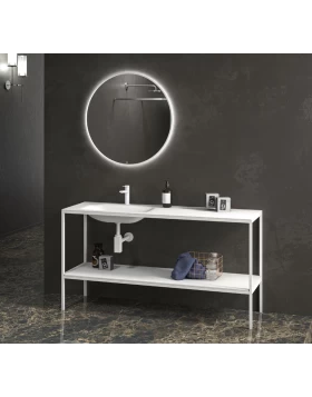 Βάση για Νιπτήρα Inox Bianco Opaco με Νιπτήρα Λευκό Ματ Solid Surface (155x46cm) (Image 1)