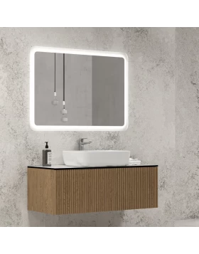 Έπιπλο Κόντρα Πλακέ με 1 Συρτάρι Push & Λευκή Ματ Corian Επιφάνεια (119x45.5cm) + Επικαθήμενο Νιπτήρα  (Image 