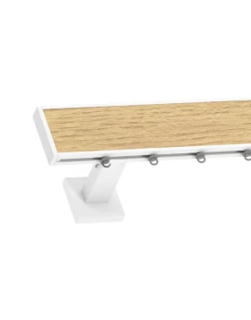 Σιδηρόδρομος Κουρτίνας 6cm Domus Nois Λευκό Ματ Ένθετο Ξύλο G-70 (Image 1)