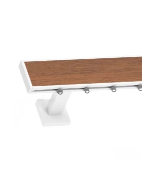 Σιδηρόδρομος Κουρτίνας 6cm Domus Nois Λευκό Ματ Ένθετο Ξύλο W-02 (Image 1)