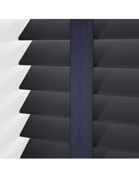 Ξύλινα Στόρια Μagino 50mm με Μπλε Τιράντες KF7887 Μαύρο (Image 1)