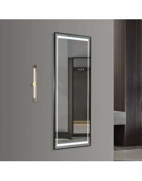 Καθρέπτης Φωτιζόμενος Intasy με Μαύρο Πλαίσιο, Διακόπτη Αφής LED & Οθόνη ώρας + Θερμοκρασίας (σε 2 Διαστάσεις)