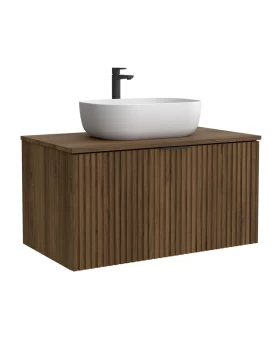 Έπιπλο Κόντρα Πλακέ (Χωρίς Νιπτήρα) με 1 Συρτάρι Push & Top Επιφάνεια Rich Oak (Σε 60cm ή 80cm ή 100cm ή 120cm