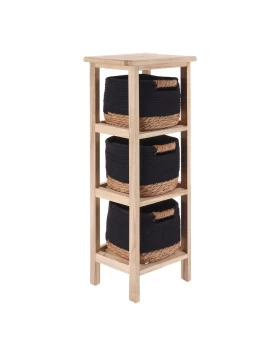 Έπιπλο Ξύλινο με 3 Συρτάρια σειρά 9725 Καφέ Μαύρο (25x25x77cm) (Image 1)