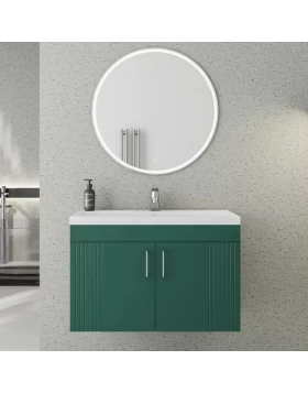 Έπιπλο Κρεμαστό με Νιπτήρα & 2 Ντουλάπια Fluted σειρά Monte Carlo 80 Πράσινο (80x39cm) (Image 1)