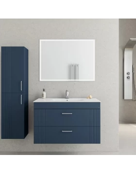 Έπιπλο Κρεμαστό με Νιπτήρα & 2 Συρτάρια Fluted σειρά Elite 80 Μπλε (80x46cm) (Image 1)