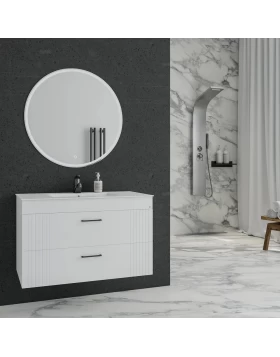 Έπιπλο με Νιπτήρα & 2 Συρτάρια Fluted σειρά Elite 80 Λευκό (80x46cm) (Image 1)