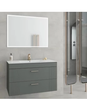 Έπιπλο με Νιπτήρα & 2 Συρτάρια Fluted σειρά Elite 80 Ανθρακί (80x46cm) (Image 1)