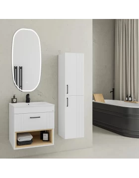 Έπιπλο με Νιπτήρα & 1 Συρτάρι Fluted σειρά Velvet 50 Λευκό (50x39cm) (Image 1)