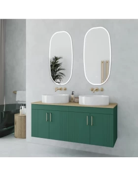 Βάση Επίπλου με 4 Ντουλάπια & Ξύλινη Δρυς Επιφάνεια Fluted 100 Πράσινο (100x45cm) (Image 1)