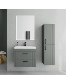 Έπιπλο με Νιπτήρα & 2 Συρτάρια Fluted σειρά Velvet 60 Ανθρακί (60x39cm) (Image 1)