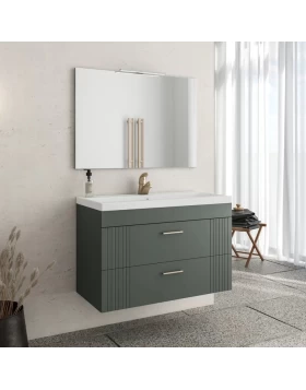 Έπιπλο με Νιπτήρα & 2 Συρτάρια Fluted σειρά Velvet 80 Ανθρακί (80x39cm) (Image 1)