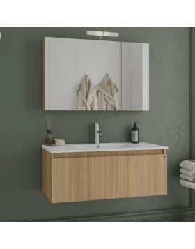 Έπιπλο με Ντουλάπι & Νιπτήρα, Καθρέφτη Drop Liberty 90 Slavonia Oak 5FLI090SO (90x45cm) (Image 1)