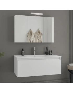 Έπιπλο με Ντουλάπι & Νιπτήρα, Καθρέφτη Drop Liberty 90 Λευκό 5FLI090WH (90x45cm) (Image 1)