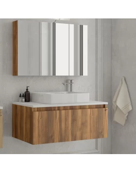 Έπιπλο με Ντουλάπι & Νιπτήρα & Καθρέφτη Drop Liberty 100 Amber Baroque Oak 5FLIP10BO (100x45cm) (Image 1)