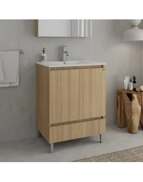 Έπιπλο Δαπέδου με 2 Ντουλάπια & 1 Συρτάρι Drop Delta 75 Slavonia Oak 5FDLM75SO (75x45cm) (Image 1)