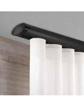 Σιδηρόδρομος Κουρτίνας Οροφής Velvet Θάσος Μαύρο Ματ & Μαύρες Τάπες  (Image 1)