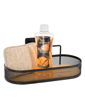 Μεταλλικό ράφι οβάλ με bamboo σειρά 9147 Μαύρο (11,5x11x25cm) (Image 1)