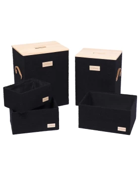 Σετ 5 τεμάχια καλάθια σειρά 8469 Μαύρο (40x30x52cm) (Image 1)