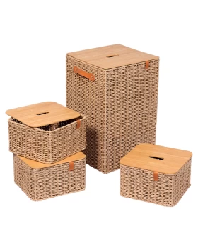 Σετ 4 τεμάχια καλάθια σειρά 8464 Καφέ Φυσικό (33x33x53cm) (Image 1)