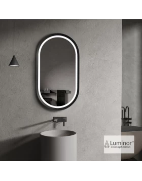 Καθρέπτης Αντιθαμβωτικός με Μαύρο Πλαίσιο Dimmer Ρυθμιζόμενο LED Luminor Aldo (45x90cm) (Image 1)