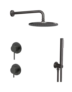 Σετ Ντουζ Εντοιχισμού Cora Cosmos Ανοξείδωτο Ατσάλι 316 σειρά (6150-400+6151-411) σε Black Brushed PVD (2 ή 3 