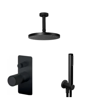 Σετ Ντουζ Εντοιχισμού Οροφής Eurorama Oso 178030SL-400 σε Μαύρο Ματ (2 Εξόδων) (Image 1)