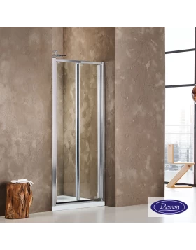 Καμπίνα Τοίχο Τοίχο με 2 Σπαστά Πτυσσόμενα Κρύσταλλα Devon Primus Plus Bi-Fold Χρωμέ (Πλάτος από 67.5cm έως 10