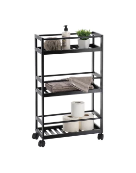 Ραφιέρα με 3 ράφια & Ρόδες σειρά 9802 Μαύρο (75x44.5x20cm) (Image 1)