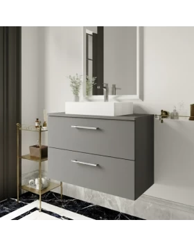 Έπιπλο με Πάγκο & 2 Συρτάρια Χωρίς Νιπτήρα Bergamo 80 Soft Gricio (80x45cm) (Image 1)