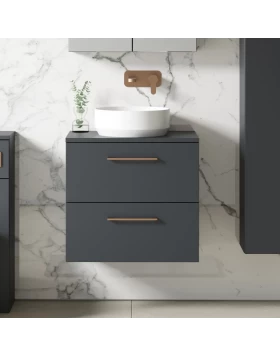 Έπιπλο με Πάγκο & 2 Συρτάρια & Χρυσές Λαβές Χωρίς Νιπτήρα Bergamo 60 Ανθρακί (60x45cm) (Image 1)