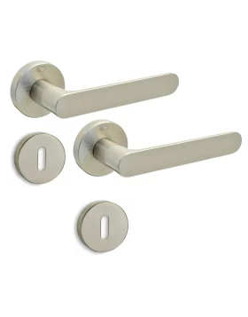 Πόμολα Πόρτας (Ζεύγος) χειρολαβές με ροζέτα Convex 1905 Ματ Νίκελ (Image 1)