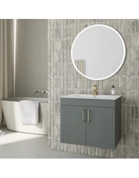 Έπιπλο Κρεμαστό με Νιπτήρα & 2 Ντουλάπια Fluted Orizon 60 Ανθρακί (60x45cm) (Image 1)