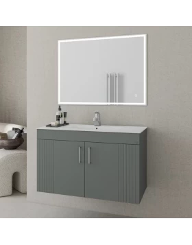 Έπιπλο Κρεμαστό με Νιπτήρα & 2 Ντουλάπια Fluted Orizon 80 Ανθρακί (80x45cm) (Image 1)