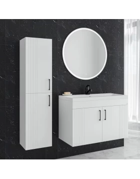 Έπιπλο με Νιπτήρα & 2 Ντουλάπια Fluted σειρά Viva 80 Λευκό Ματ (80x39cm) (Image 1)